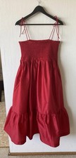 Dhruv Kapoor Cerise Dress Small Red Sleeveless Smocked Midi Dress Anthropologie