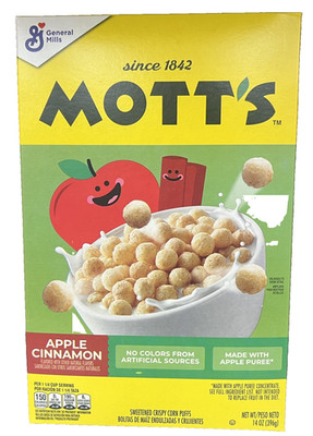 Motts Apple Cinnamon Sweetened Corn Puff Cereal 14 oz General Mills