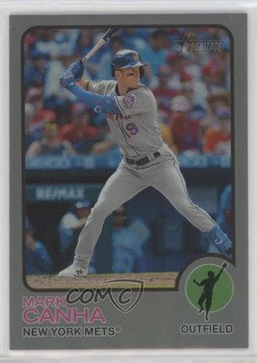 2022 Heritage High Number Chrome Silver Bordered Refractor 26/373 Mark Canha 0r4