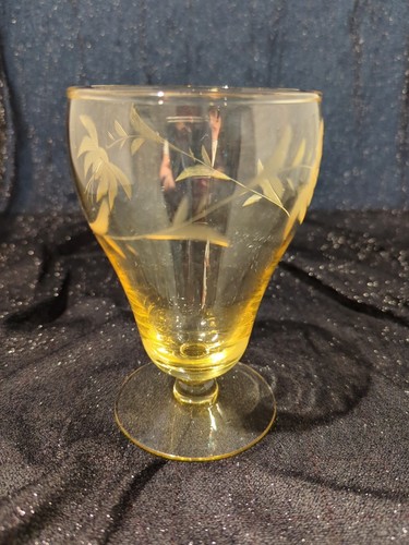 4er Set Vintage Lancaster geätzter gelber Topas Seerose 5" birnenförmig - D - Bild 3 von 5