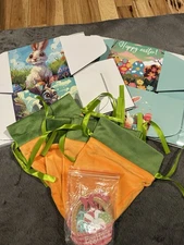 Easter  Money Boxes Hanging Wooden Ornament, Velvet Drawstring Carrot Goodie Bag