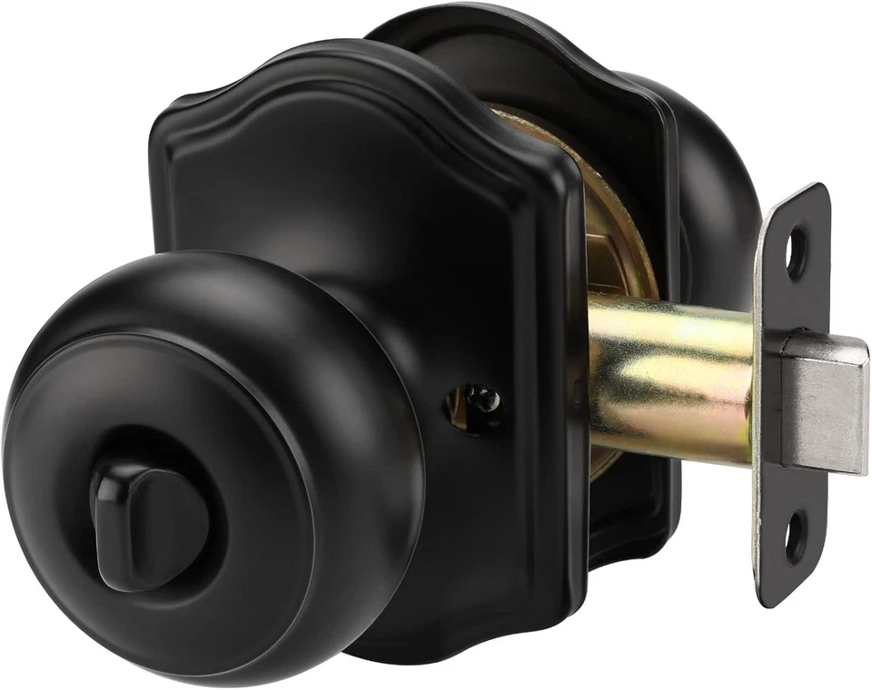 Perillas de puerta negras mate interiores clásicas decorativas perilla de puerta de privacidad para dormitorio Foto 2 de 4