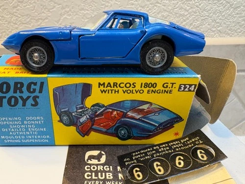 Corgi Toys No 324 Marcos Volvo 1800 GT - Made In Great Britain Original Box