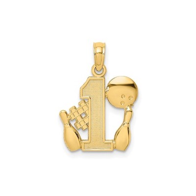 10k Yellow Gold Bowling Pendant Number One Ball Pins Strike Symbol Athlete Charm