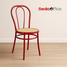 Sedia Thonet Stile Vintage Metallo Design Bar Cucina Ristorante Rosso Lucido