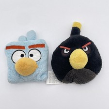 Angry Birds Plush Lot Blue Bird Black Bomb 3 Inch Rovio Stuffed Toys 2011 Set