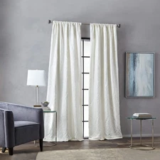 Milan Damask Room Darkening Lined Rod Pocket Window Curtain Single Panel, 84"...