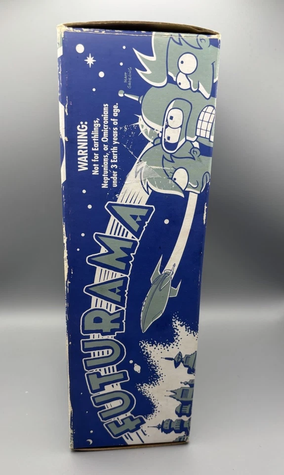 Futurama Bright 'N' Shiny BENDER Wind-Up Tin Toy Rocket USA 2003 PreOwned In Box - Image 4 of 4