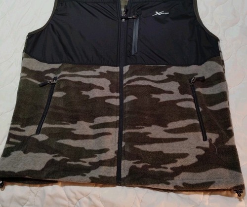 Bass Pro XPS Mens Vest Large L Fleece Camo Black Gray Full Zip Outdoors Hunting - Picture 5 of 15