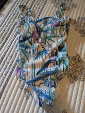 Gottex One Piece Swimsuit Size 14 Blue White Teal