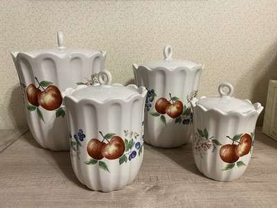 CORELLE COORDINATES CHUTNEY 4 PIECE CANISTER SET BY JAY IMPORTS PREOWNED