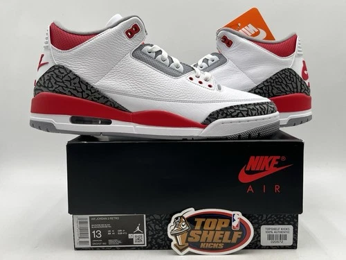 DS New Nike Air Jordan Retro 3 Fire Red 2022 Size 13 Authentic Basketball OG Mid