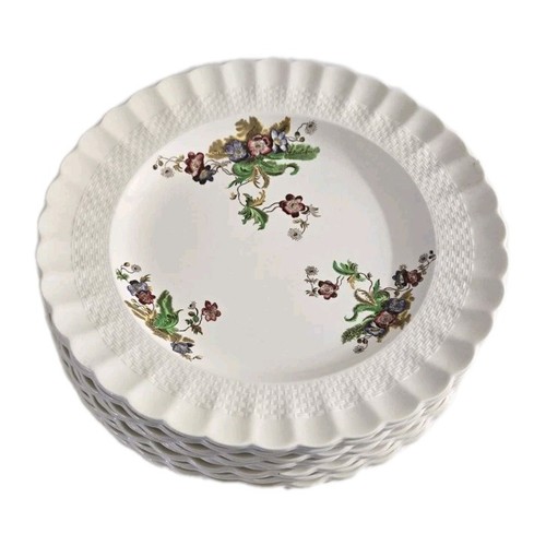 VTG Spode Copeland England Wicker Lane (Basket Wave) 10.5" Dinner Plate Set Of 9 - Picture 1 of 12