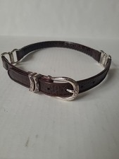 Brighton Brown Crocodile Leather Belt Braided Womens M 30 Embossed Silver Buckle