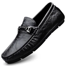 Soft Leather Men's Slip-On Driving Shoes Casual Comfortable Driving Loafers Shoe