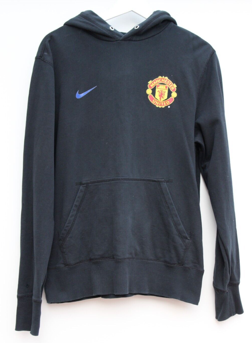 Manchester United Football Hoodie Black Nike Pullover Mens