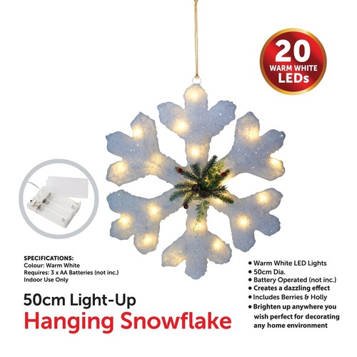 Neu Weihnachten Schneeflocke LED beleuchtet hängend weiß für Weihnachtsdekoration - Bild 3 von 5