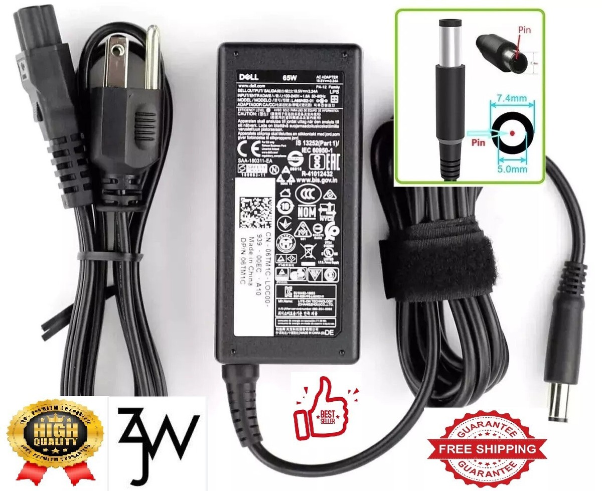 Genuine DELL 65W 19.5V 3.34A AC Adapter Charger 7.4 x5.0mm Black
