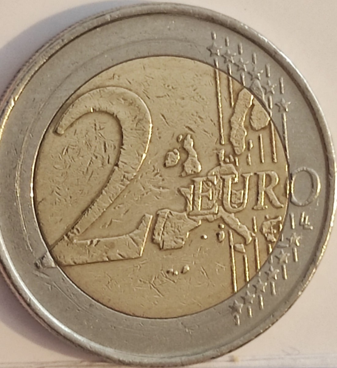 2 euro coin Germany 2002 G, rare coin defect, mintage error
