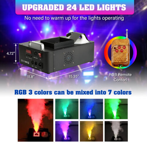 2pcs Vertical RGB 3 in1 24 LED DMX Fog Machine Stage Smoke Lighting W/ Remote - Picture 2 of 12
