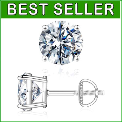 0.2-4ct Moissanite Screw Back Earrings in 14K Gold Vermeil - Elegant Gift Idea
