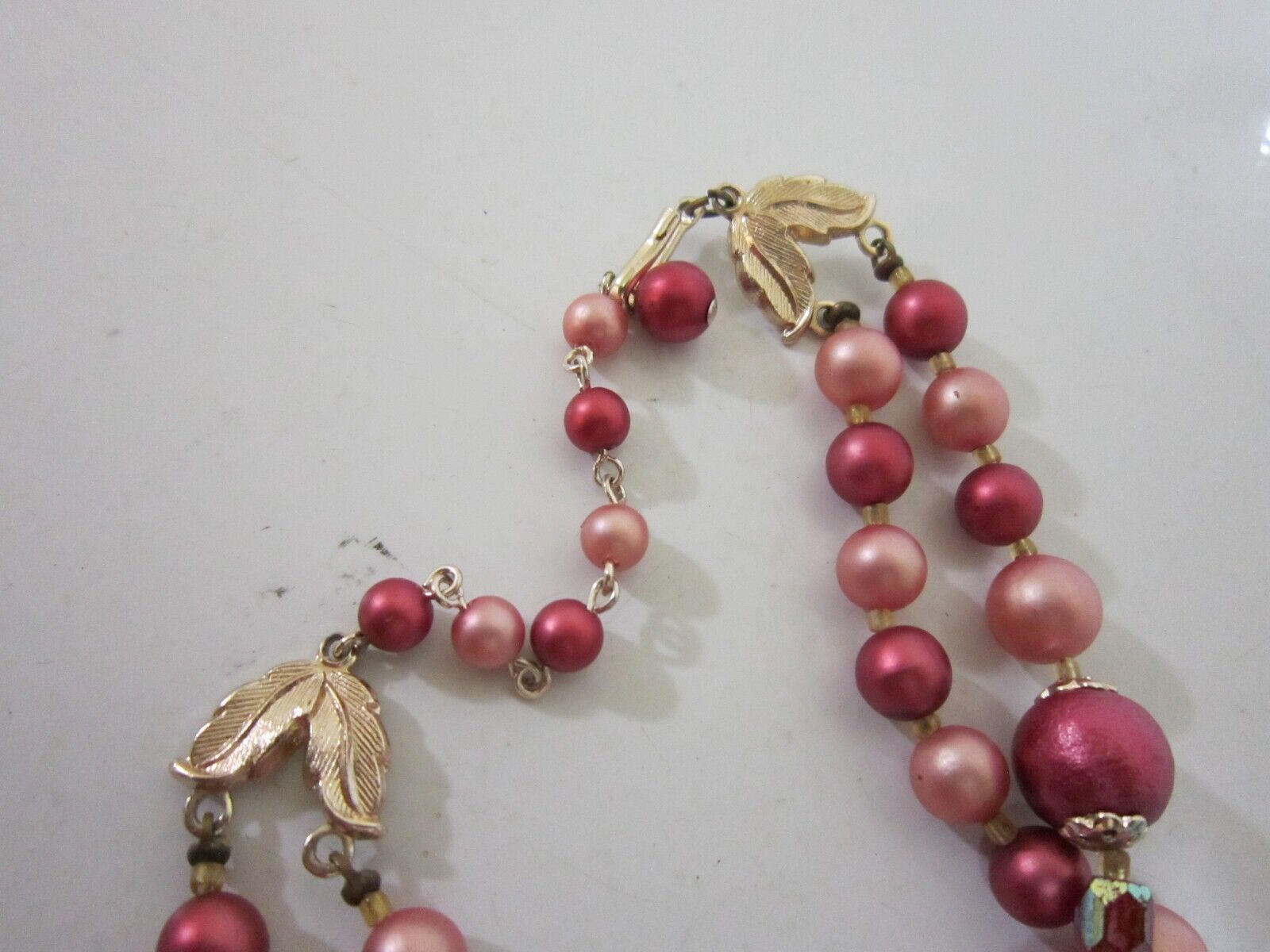 Vintage Necklace Double Strand Pink Unknown - image 3