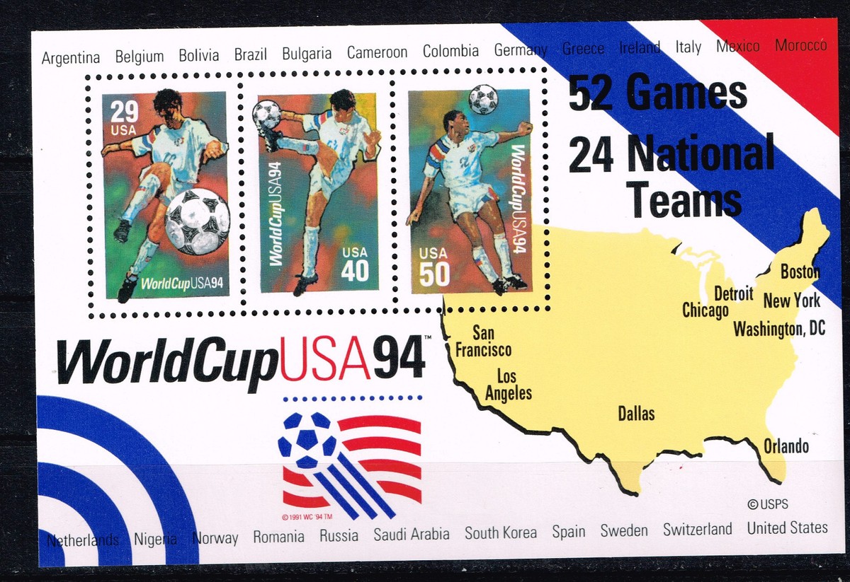 US Soccer Footboll World Cup Map Souvenir Sheet 1994 MNH | eBay