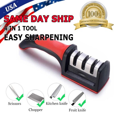 4 Stage Kitchen Knife Sharpener Professional Ceramic Diamond Steel Sharpening