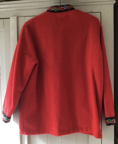 Vintage 60er Jahre 100% Wolle rot Nordic Jacke Lappland bestickt Folk - Bild 2 von 9