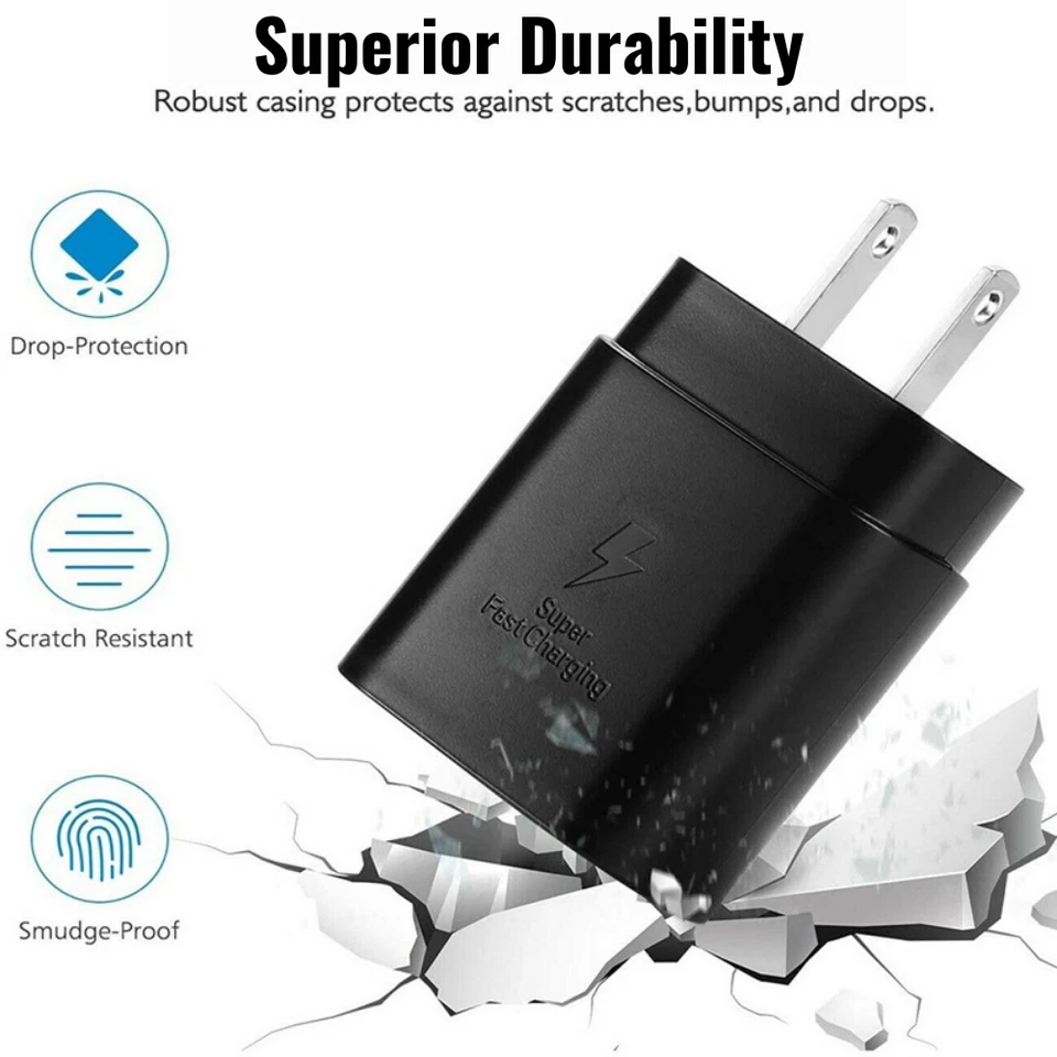 Cubo Cargador PD Rápido 25W Para Samsung Galaxy S10 S20 S21 S22 Cable USB C Tipo C Foto 2 de 4