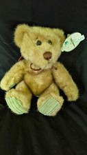 NEW First  Main Plush Tan Minky Teddy Bear PLUSH 9" Corduroy Paws Suede Tie