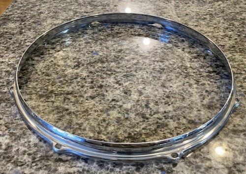 Slingerland 14" 8 alette acciaio cromato bastone salva rullante pavimento Tom Rim Hoop