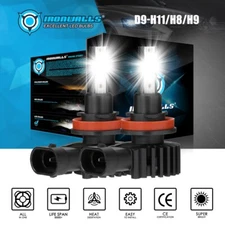 IRONWALLS H11 LED Headlight High or Low Beam Bulbs 2200W 360000LM 6000K White