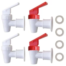Replacement Cooler Faucet - 2 White and 2 Red Water Dispenser Tap Set