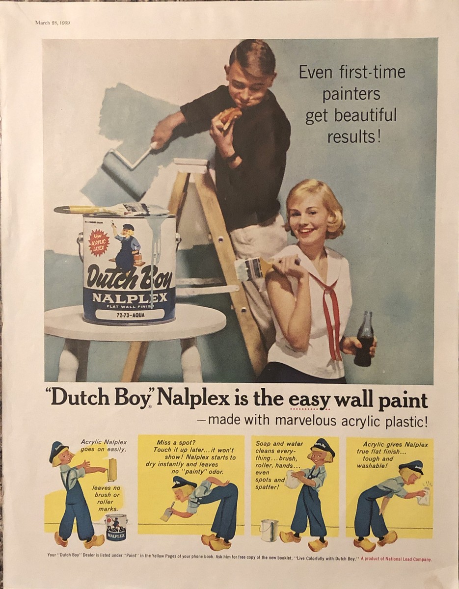 1959 Dutch Boy Nalplex Wall Paint VTG 1950s PRINT AD Marvelous