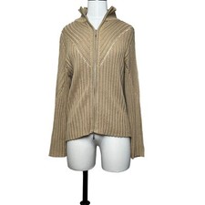 Kenzie Size L Beige Zip Up Jacket (large)