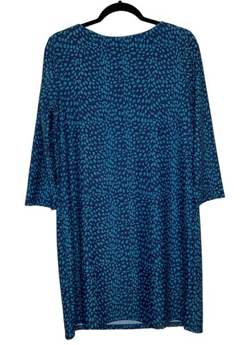Jude Connally Women’s Sabine Shift Dress Sz L Blue 3/4 Sleeve Spot Peacock NWT - 第 4/7 張圖片