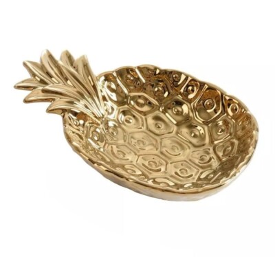 Pampa Bay Get Gifty Pineapple Porcelain Bowl - Gold, Bowl Only EUC