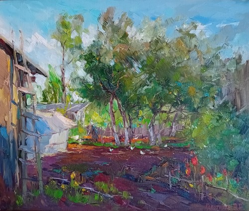 1994 Alexander Kolotilov (Russian 1946- 2021) Oil painting 'Apple Garden'