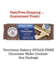 Voortman Bakery SUGAR FREE Chocolate Wafer Cookies-9oz Package FREE SHIPPING