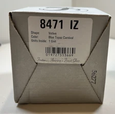 Fenton EMPTY Gray & Black Gift Box Sized and Labeled Blue Topaz Carnival Votive