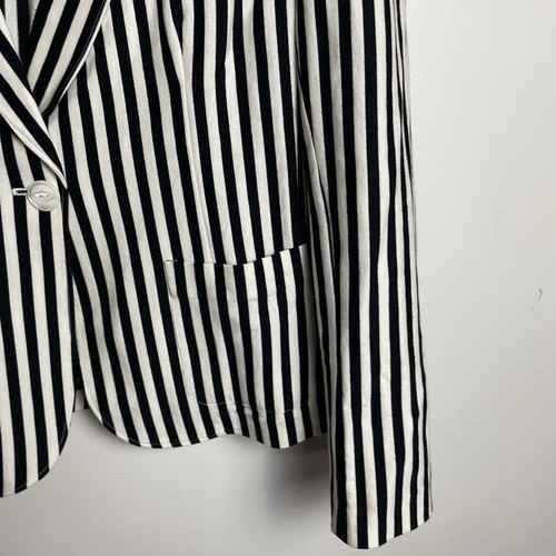 POLO RALPH LAUREN Tailored Jacket Cotton Stripe Women Size 12 White & Black - Picture 8 of 12