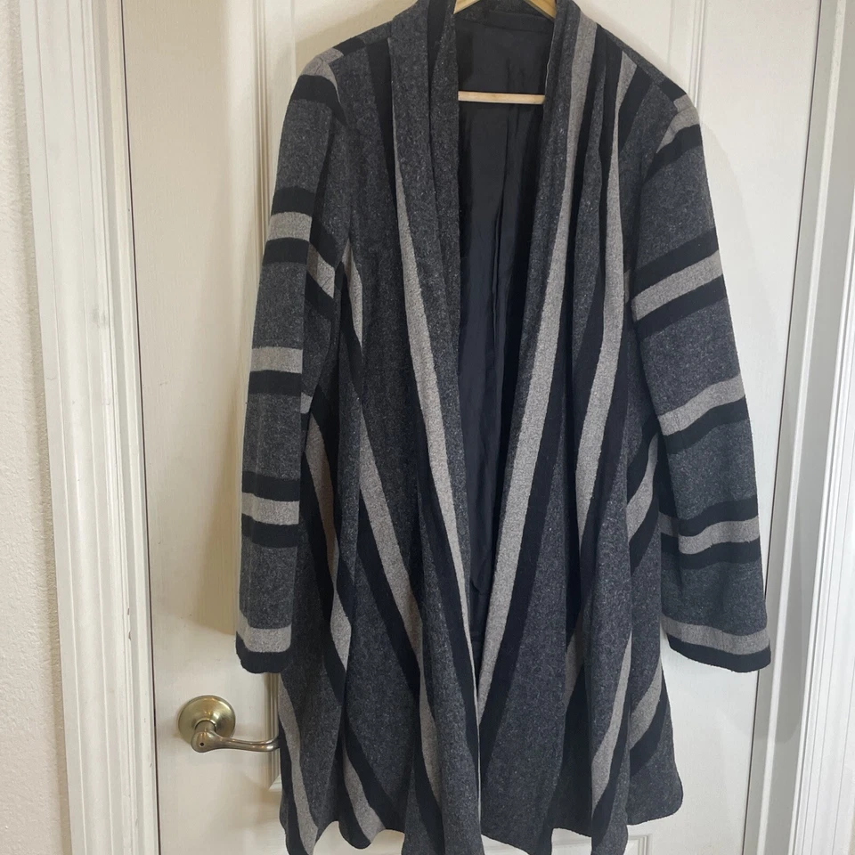 Кардиган длинный Saks Fifth Avenue нитки с длинным рукавом в полоску шерстяная смесь L - Изображение 2 из 4