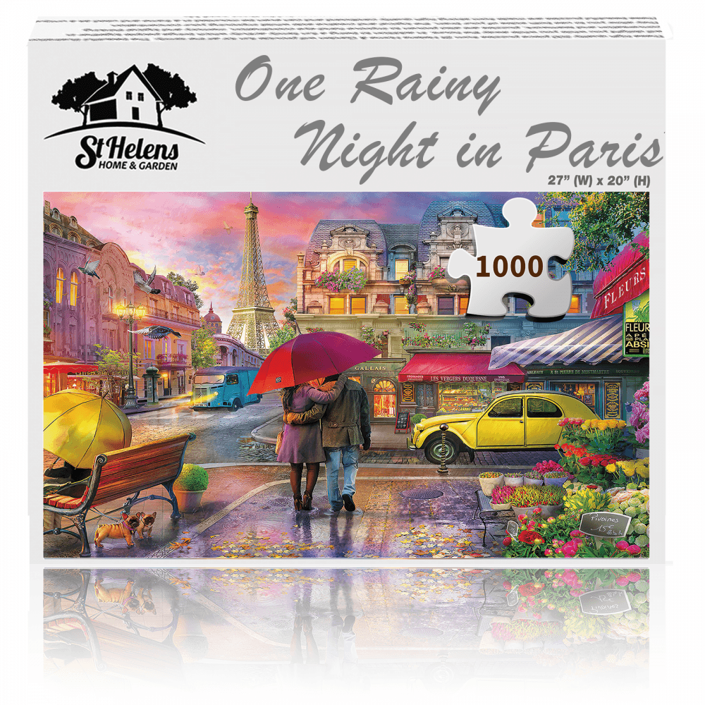 Paris Jigsaw Puzzle High Quality 1000Pcs With A3 Poster One Rainy Night In Paris