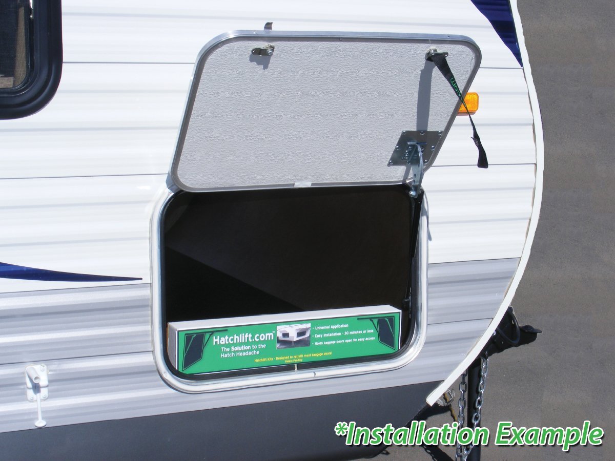 Medium RV Hatch Door Lift Kit Camper Trailer 28 to 32in Tall Hydraulic