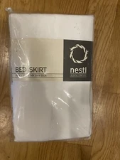 Nestl Luxury Pleated Bed Skirt King Size WHITE  14 inch Drop NEW