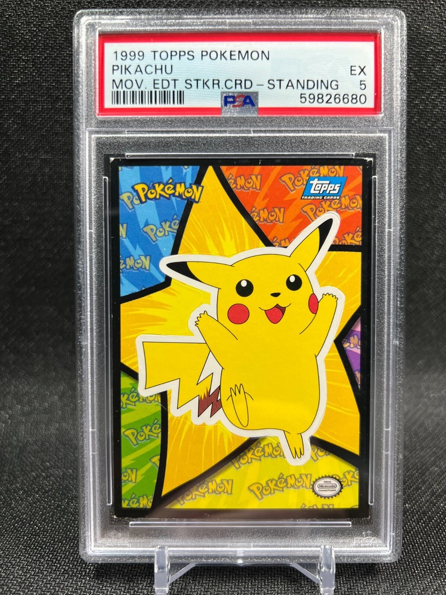 PSA 5 - PIKACHU 1999 TOPPS POKEMON MOVIE EDITION STICKER CARD - EX