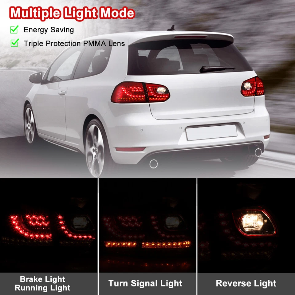 Luces traseras cromadas rojas para Volkswagen GTI GEN 5 2006-2009/Rabbit Foto 3 de 4