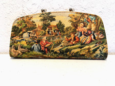 UNIQUE Vintage Tapestry Clutch with 2 Separate Kiss Locks