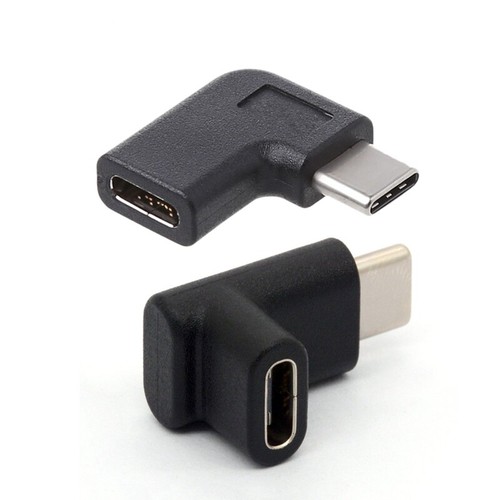 2pcs Left Right Up Down 90° Angle Plug USB-C Male to Female Extension Connector - Picture 2 of 8